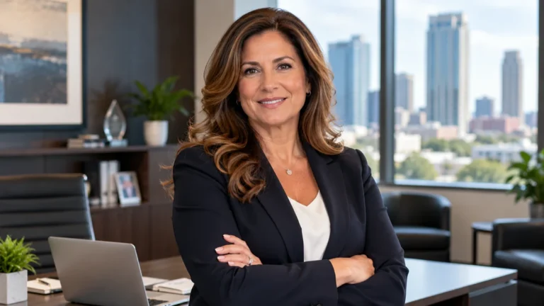 Donna Sicuranza chief operating officer at EPIC Insurance Brokers standing in a modern San Francisco corporate office