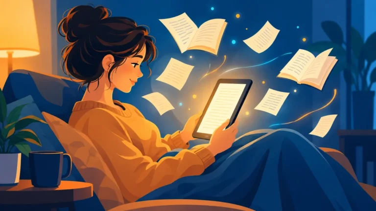 Reader exploring web novels on a tablet, illustrating the Novelcrow online reading guide