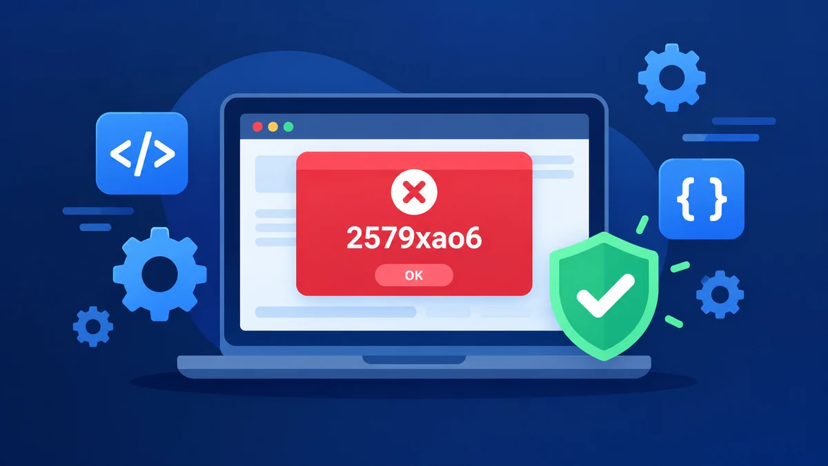 2579xao6 code bug error dialog on computer screen with troubleshooting fix icon