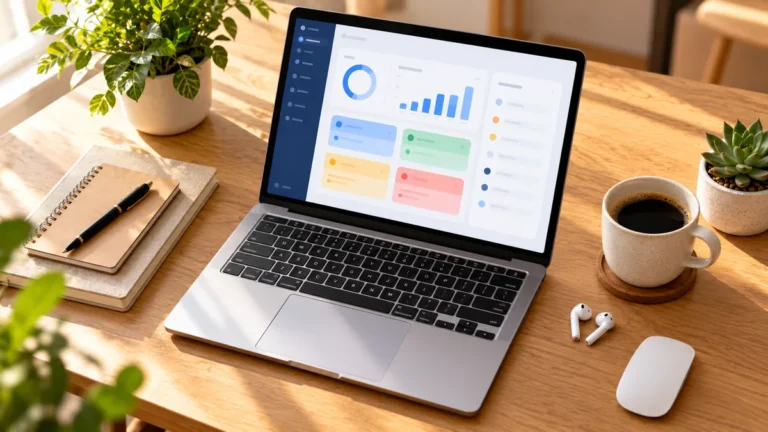 Nemin.io productivity dashboard displayed on a laptop for task and project management